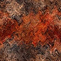 Background with wavy grunge striped shabby rough holed elements in orange, white, brown black colors