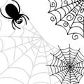 Background of web and spider, outline handmade. Halloween
