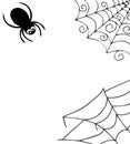 Background of web and spider, outline handmade. Halloween.