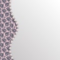 Background with black lace pattern and pearl border. Vector template.