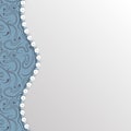 Background with pattern and pearl border. Vector template Royalty Free Stock Photo