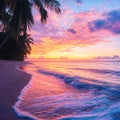 background with wedding theme, honeymoon, paradise beach at sunset Royalty Free Stock Photo