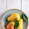 Background with wet yellow pears Royalty Free Stock Photo