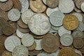 Texture of white and brown old Soviet coins