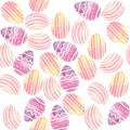 Watercolor seamless background with colorful Easter eggs Royalty Free Stock Photo