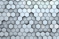 Background of white hexagons with relief and shadows,