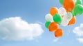 Background with white, orange and green helium balloons. Happy Indian Republic day