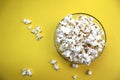 Salted crispy popcorn lies on a glass plate Royalty Free Stock Photo