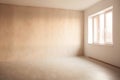 beige plaster room wall minimal texture blank light window design. Generative AI.