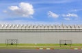 Background of white walls of temple against clear sky. The Big Wall at Wat pra kaew, Grand palace in bangkok Thailand Royalty Free Stock Photo