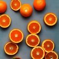 Background of whole and pieces of Orange