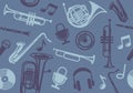 Background with wind musical instruments Royalty Free Stock Photo