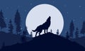 Background Wolves at night forest silhouette Royalty Free Stock Photo