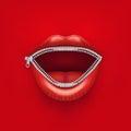 Background Womans mouth with open lips. Concept of