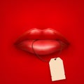 Background of Womans mouth with tag and lips