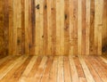 Background of wooden boards on wall and floor