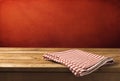 Background with wooden table and tablecloth