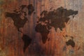 World map on old wall. Royalty Free Stock Photo