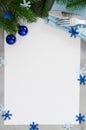 Background for Writing the Christmas Menu. Winter Table Setting. Royalty Free Stock Photo