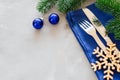 Background for Writing the Christmas Menu. Winter Table Setting. Royalty Free Stock Photo