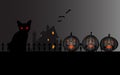 Jack o lantern, cat and scarry castle Royalty Free Stock Photo
