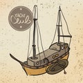 Background Yacht logo Yacht Club in vintage style