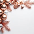 background, yall paper, christmas day, christmas tree, ball, rose gold color AI Genelate Royalty Free Stock Photo