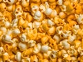 background of yellow cheese popcorn texture