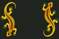 Background with yellow patterned lizards