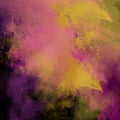 Background with with yellow and pink splashes of paint,holi,pattern and decorative element