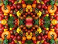 Background of yellow, red, pink tomatoes, large and small cherry Royalty Free Stock Photo
