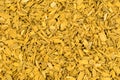Yellow wood bark mulch chips closeup background Royalty Free Stock Photo