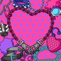 Background with youth subculture symbols. Teenage creative illustration. Fashion necklaces in cartoon style.