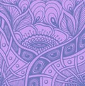 Background with Zen tangle or Zen doodle flowers pattern in lilac