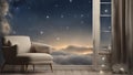 Realistic illustration of a night sky background with shining stars through the ai generated Royalty Free Stock Photo