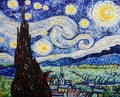 The Starry Night , Art painting Oil color moon Mountain village van Gogh