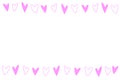 Backgrounds, frames of small outline pink hearts. Hand drawn love romance theme. Horizontal top and bottom edging, border, Royalty Free Stock Photo