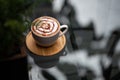 Backgrounds of Latte coffee in a beautiful shop.