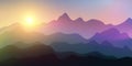 Backgrounds of mountains and abstract hills with a blend of orange, yellow, green and dark purple. Panoramic background with hills Royalty Free Stock Photo