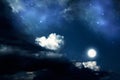 Backgrounds night sky with stars, moon and clouds Royalty Free Stock Photo