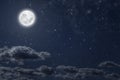 Backgrounds night sky with stars moon and clouds for Christmas Royalty Free Stock Photo