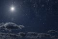 Backgrounds night sky with stars moon and clouds for Christmas Royalty Free Stock Photo