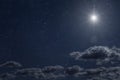 Backgrounds night sky with stars moon and clouds for Christmas Royalty Free Stock Photo