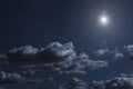 Backgrounds night sky with stars moon and clouds for Christmas Royalty Free Stock Photo