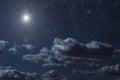 Backgrounds night sky with stars moon and clouds for Christmas Royalty Free Stock Photo