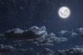 Backgrounds night sky with stars moon and clouds for Christmas Royalty Free Stock Photo