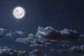 Backgrounds night sky with stars moon and clouds for Christmas Royalty Free Stock Photo