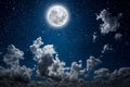 Backgrounds night sky with stars and moon and clouds. Royalty Free Stock Photo