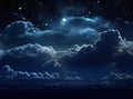 backgrounds night sky with stars and moon and clouds. Elements of this image furnished by NASA Created with Generative Royalty Free Stock Photo