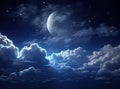 backgrounds night sky with stars and moon and clouds. Elements of this image furnished by NASA Created with Generative Royalty Free Stock Photo